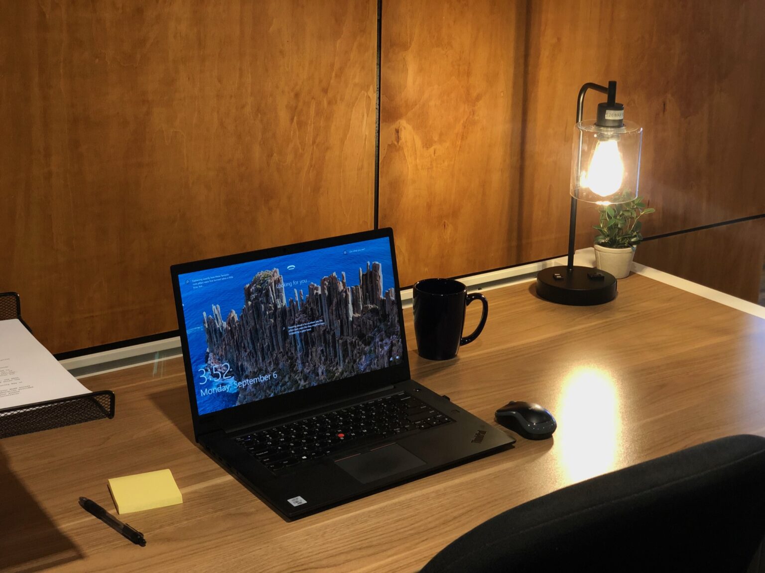 A desk set up for the day