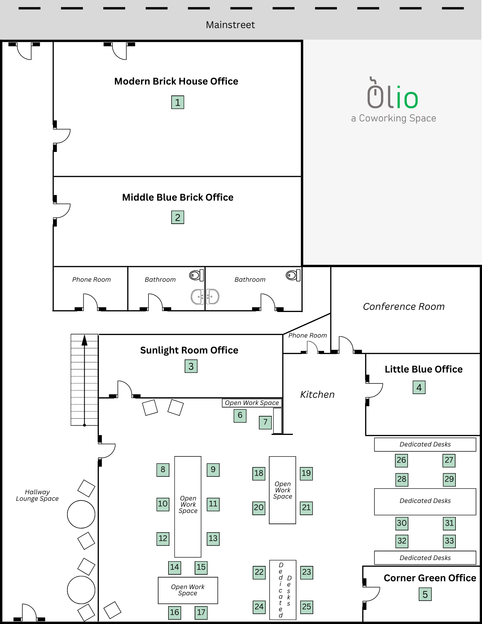 How to Start a Coworking Space: Olio Layout